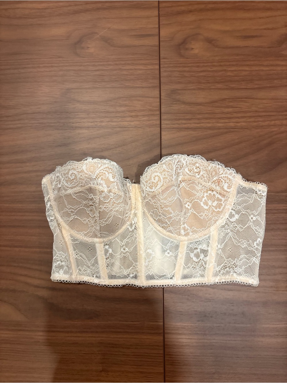 Adika Ivory Lace Longline Strapless Bustier